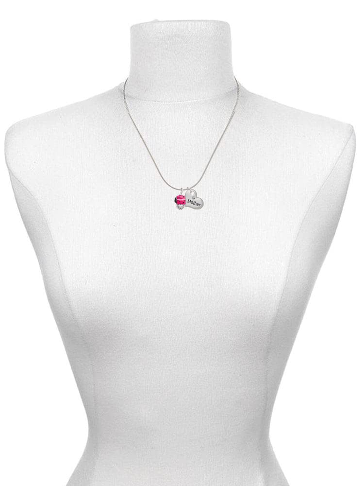 Delight Jewelry Enamel Ladybug Spinner Necklace Set - Mother & Daughter Heart Pendants (2-Piece, 19