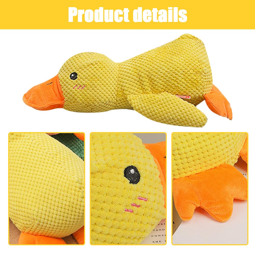 2024 Upgraded Durable Quack-Quack Duck Dog Toy - Soft Plush Yellow Stuffed Squeaky Chew Toy for Puppies & Dogs - Calming Mellow Duck for Indoor Play & Anxiety Relief - Perfect for Teething, Fetch & Cuddling (Yellow, 1-Pack)
