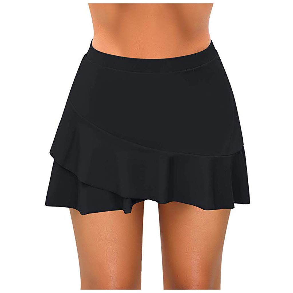 Fanteecy Women's High Waisted Skirted Bikini Bottom - Shirred Swimwear with Ruffles & Pockets - Perfect for Beach, Pool, Vacation & Water Sports