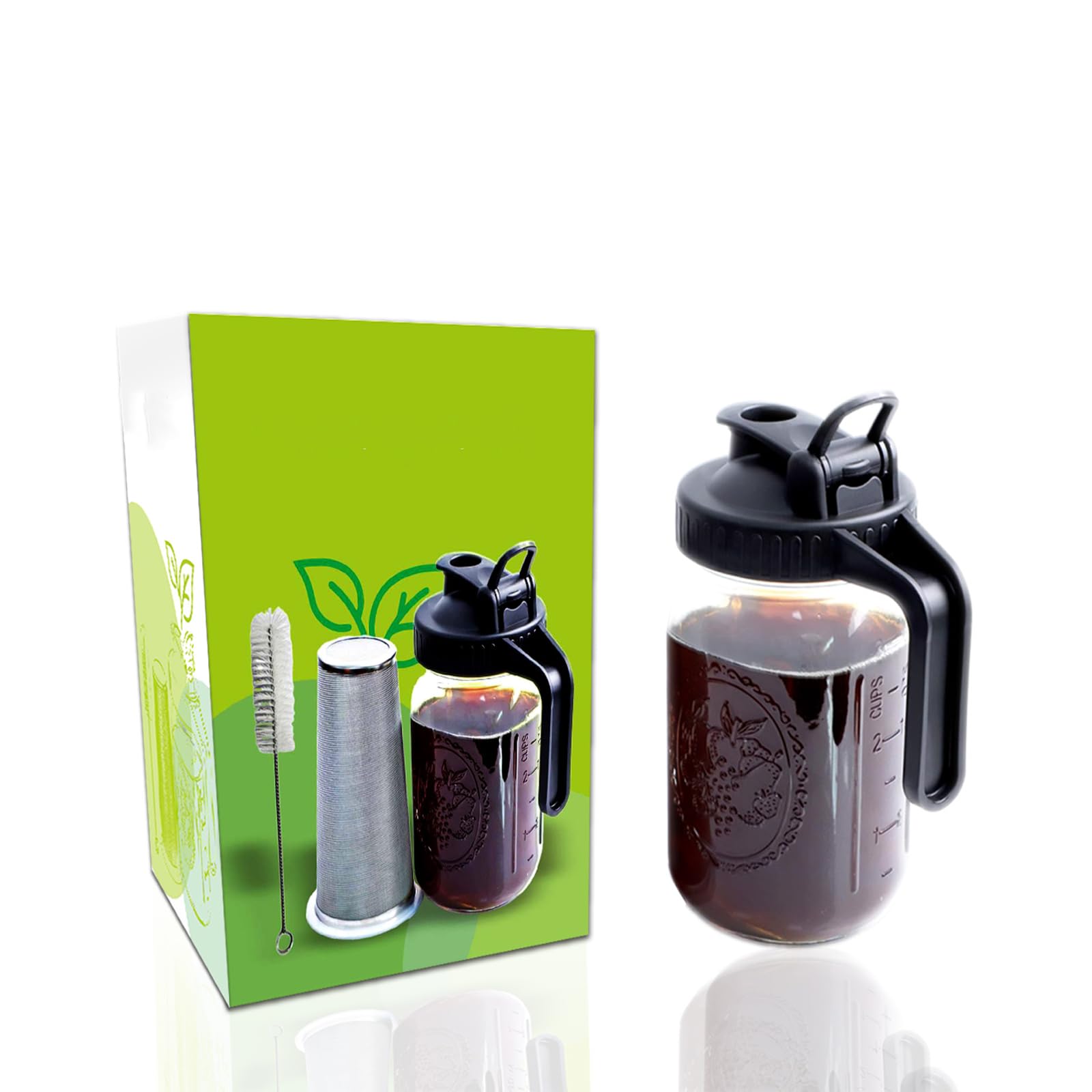 Premium Snarky Tea Cold Brew Coffee Maker Kit - 32 Oz Airtight Leakproof Glass Pitcher with Food Grade Filter - Perfect for Iced Coffee, Tea & Cold Brew at Home, Office or Outdoor Camping
