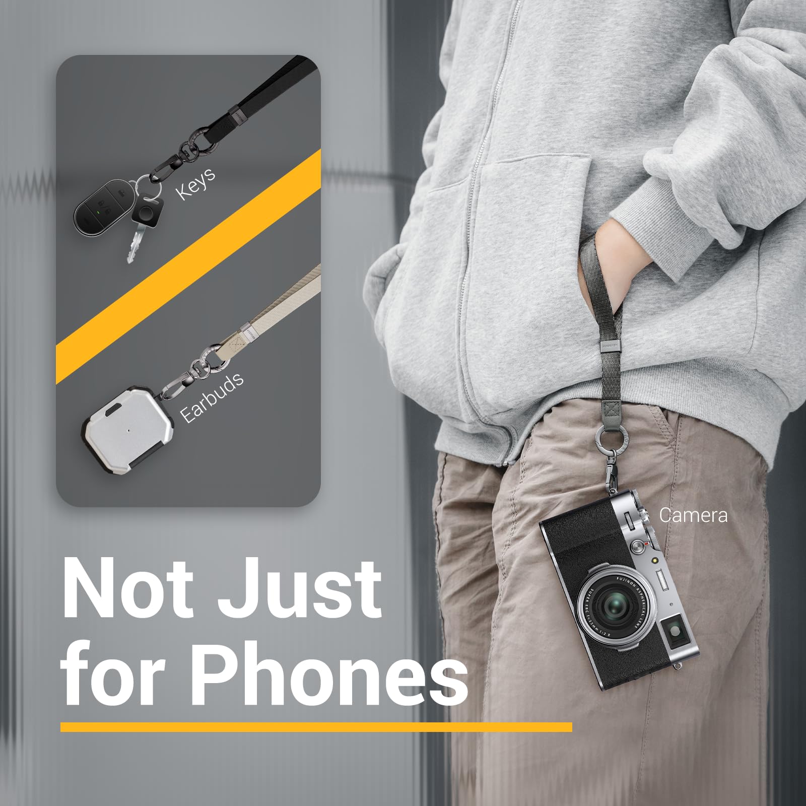 MAGEASY Universal Phone Wrist Strap with Built-in Keychain & Phone Tether Tab - Secure Hands-Free Holder for iPhone, Samsung, Smartphones - Perfect for Running, Hiking, Travel & Outdoor Activities