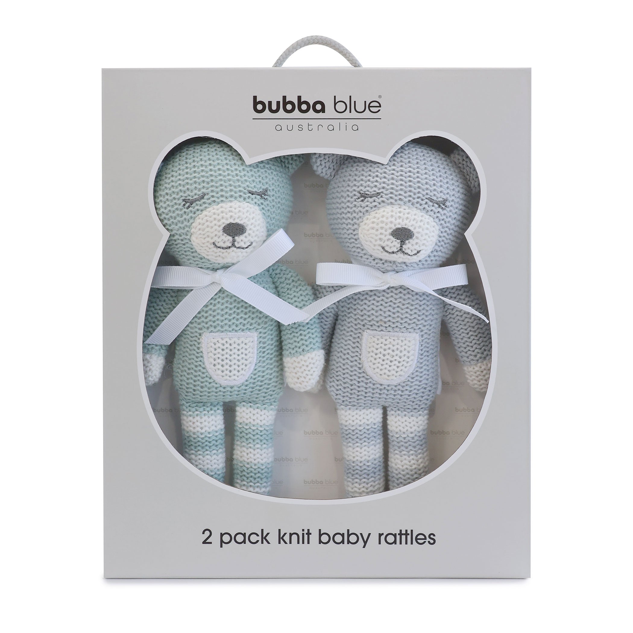 Nordic Style 2-Pack Knit Baby Rattles - Soft Dusty Sky & Mint Bear Toys for Newborns | Perfect for Nursery, Playtime & Baby Shower Gifts