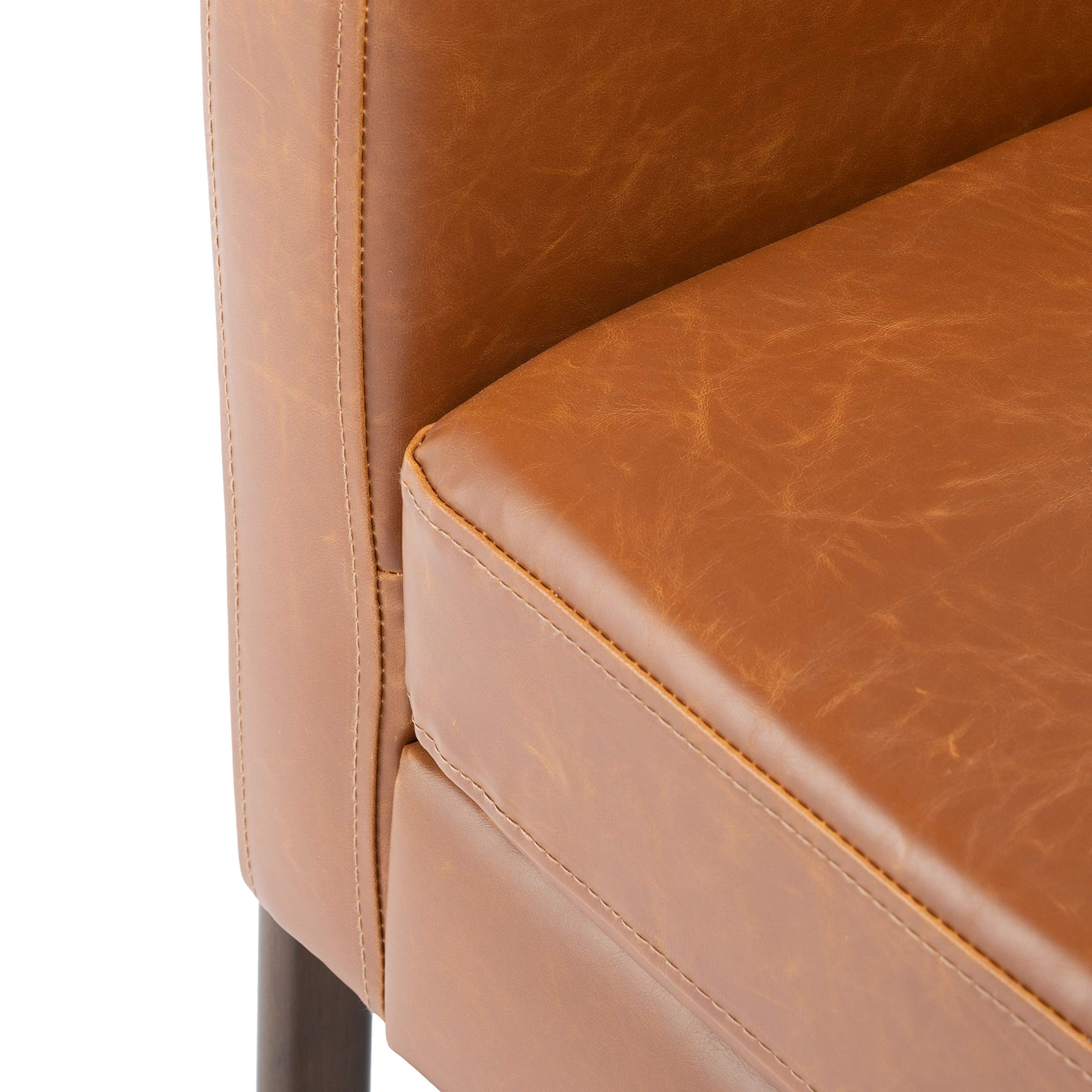 SAFAVIEH Roald Faux Leather Accent Club Chair ACH6209C - Light Brown/Antique Coffee - Modern Living Room Furniture for Home Office, Lounge & Reading Nook