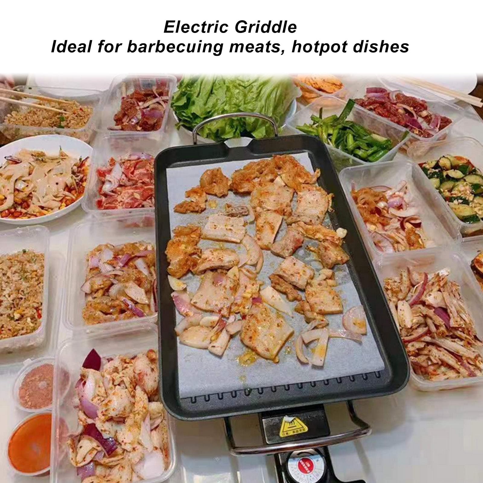Non-Stick Indoor Electric Grill - Multifunctional Stovetop Griddle for BBQ, Hotpot & Cooking | Original Flavor Retention | Perfect for Apartments, Dorms & Small Kitchens (US)