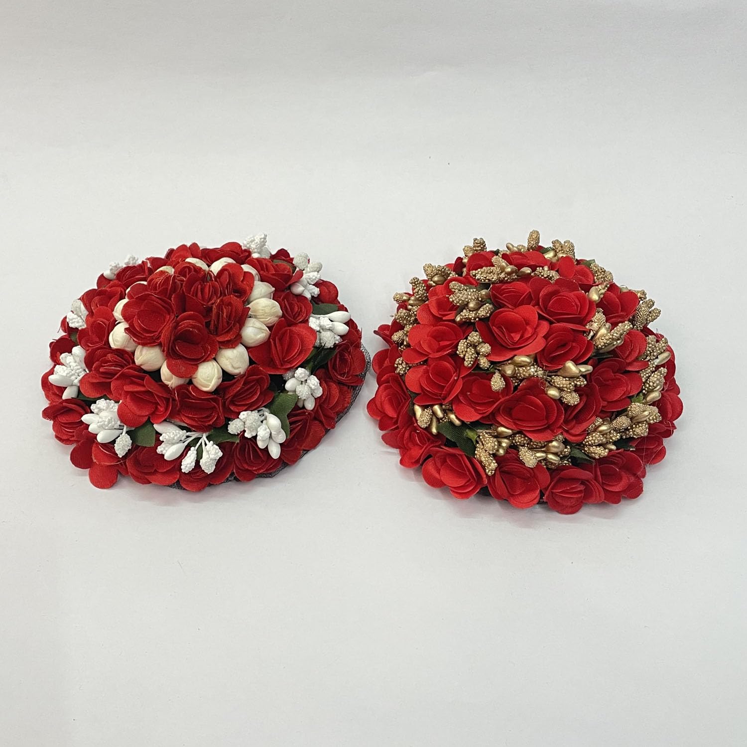 GuruEmbelish Bun Juda Gajra Maker - Floral Hair Accessories for Women & Girls (Red, Pack of 2) | Perfect for Weddings, Parties & Traditional Indian Outfits