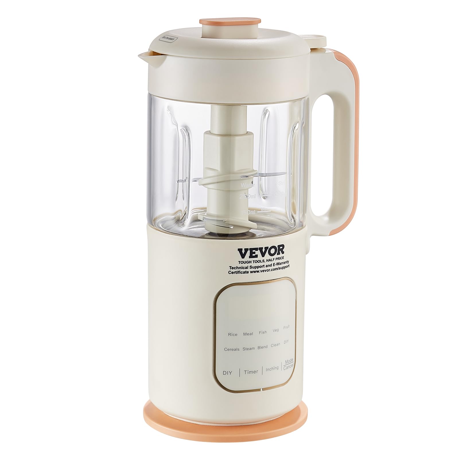 VEVOR 500W Baby Food Maker & Processor - 4-Blade Stainless Steel Blender, Steamer & Grinder with 300ml Glass Bowl for Fruits, Vegetables & Meat | Perfect for Homemade Baby Food Prep & Healthy Family Meals