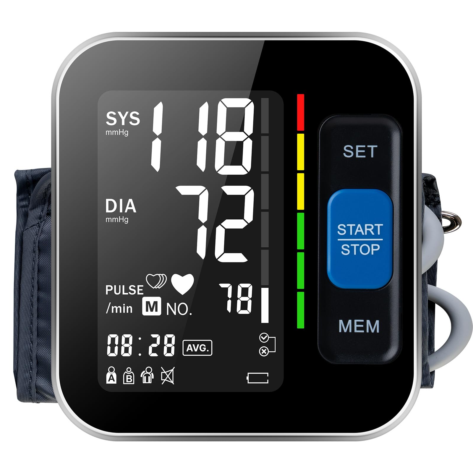 Digital Blood Pressure Monitor for Home Use - Upper Arm BP Machine with Large LCD Display, Dual User Mode & Adjustable Cuff (Black) | Accurate Readings for Adults, Seniors & Family Health Tracking