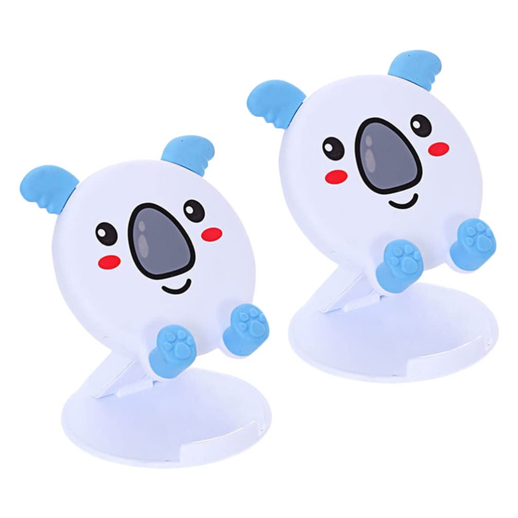 2Pcs Cute Foldable Adjustable Cartoon Phone Stand Holder - Universal Desk & Tabletop Phone Dock for iPhone, Samsung, All Smartphones - Perfect for Office, Home, Watching Videos & Video Calls