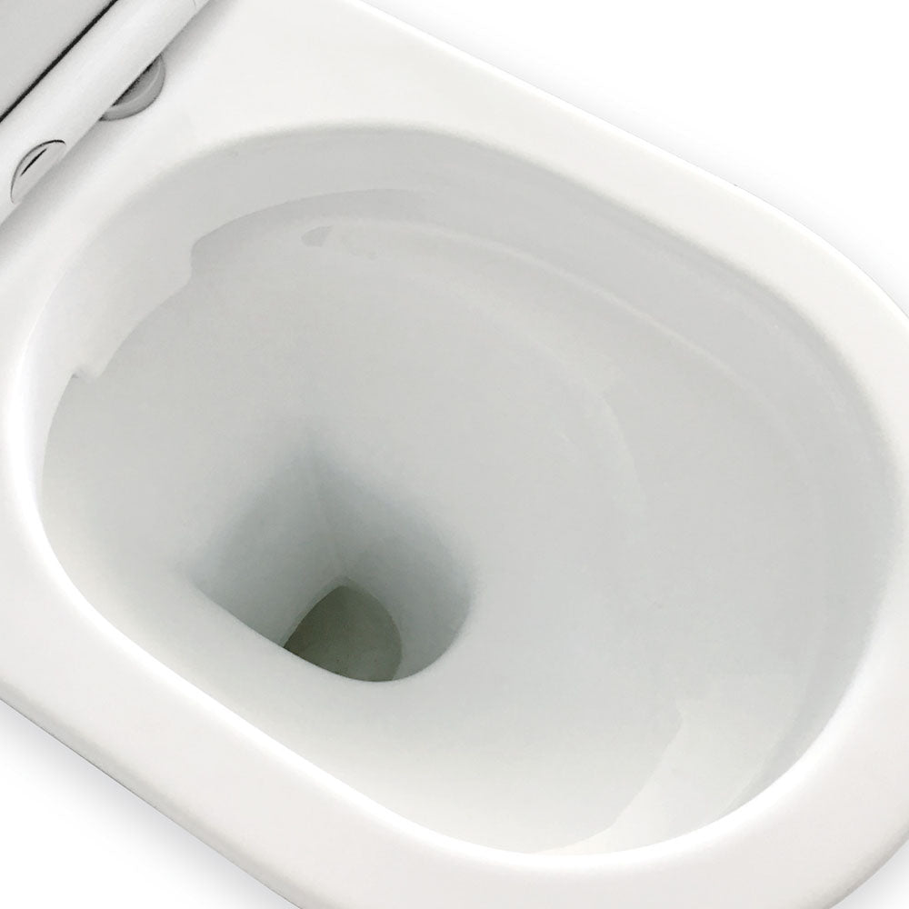 Fienza K005A Delta S Trap 90 160mm White Toilet Suite with Chrome Buttons - Perfect for Modern Bathrooms, Small Spaces & Water-Saving Homes