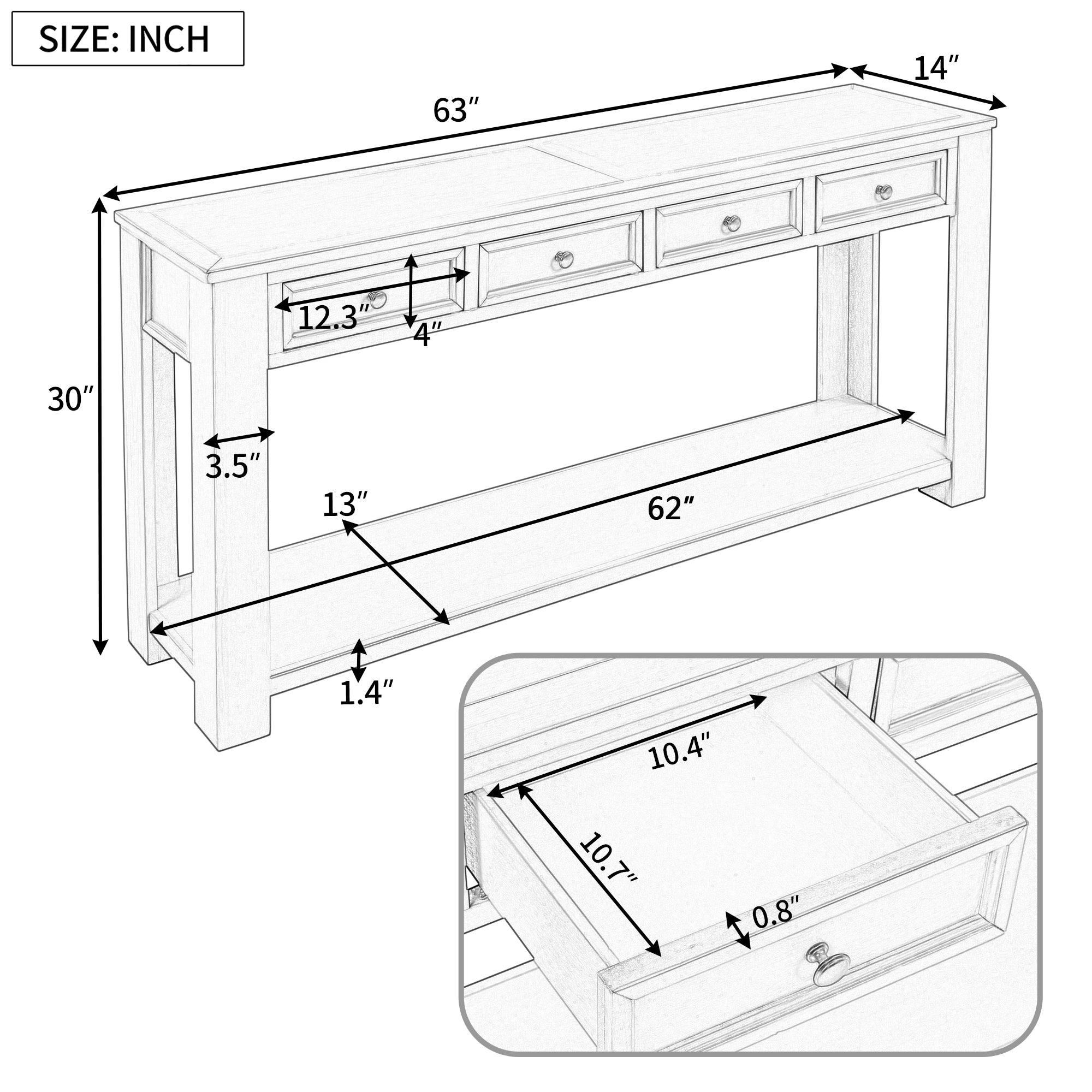 Gray Wash Console Table with Storage Drawers & Bottom Shelf - Entryway Sofa Table, Hallway Organizer for Keys, Mail & Decor | Perfect for Small Spaces & Apartment Living