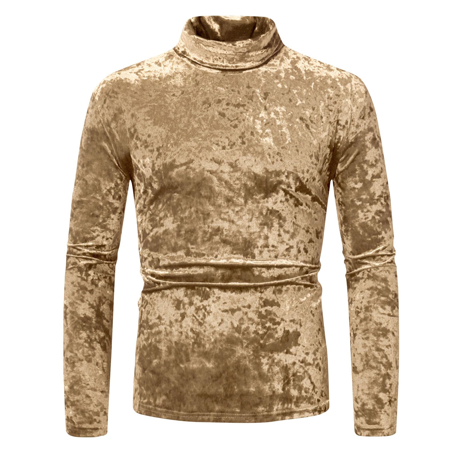 Men's Slim Fit Velvet Long Sleeve Turtleneck Pullover Sweater - Retro Party & Stage Performance Top for Winter Fashion & Holiday Outfits
