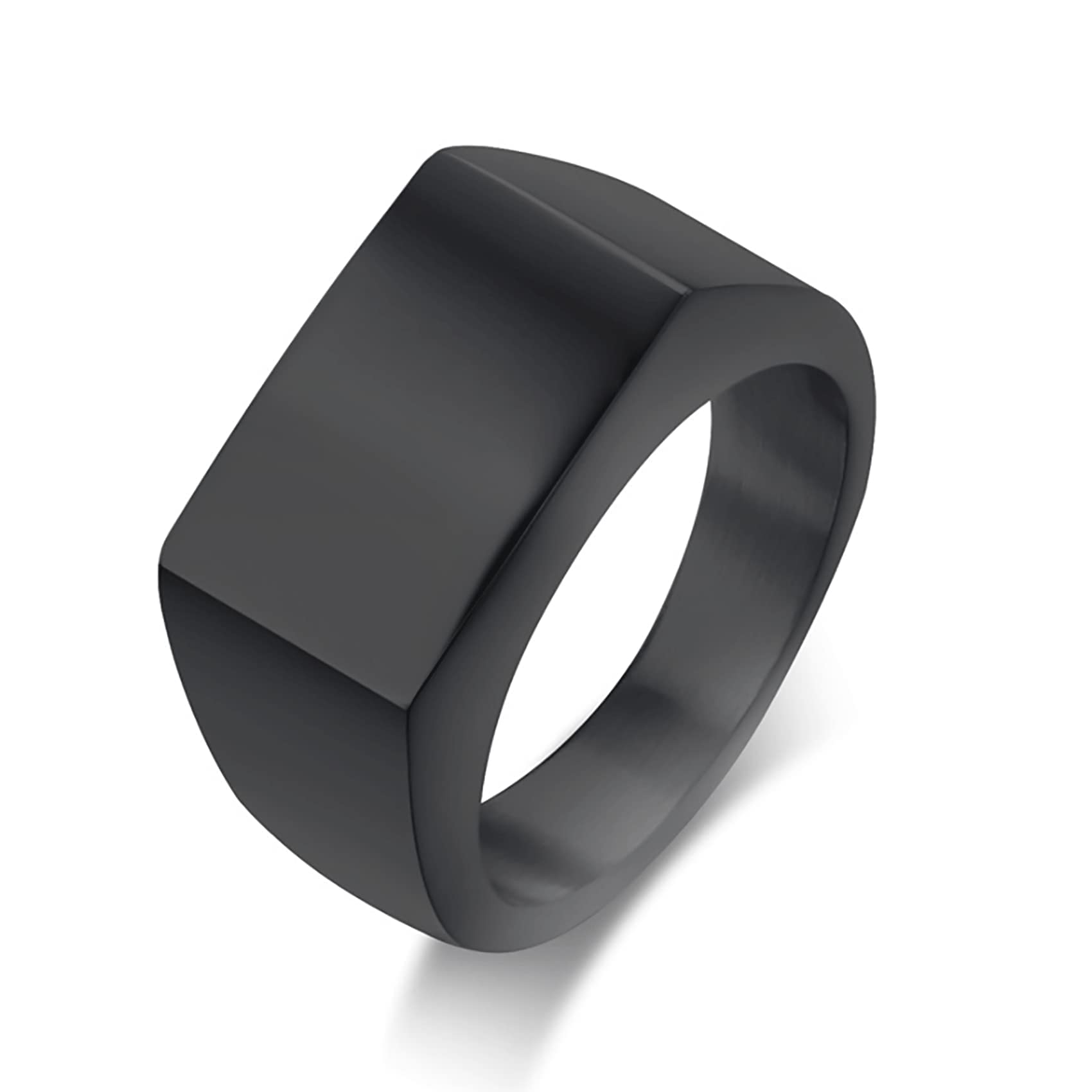 VQYSKO Stainless Steel Signet Rings for Men & Women - Solid Polished Biker Ring in Silver, Gold, Black (Sizes 4-15) - Perfect Gift for Dad, Boyfriend, Husband - Ideal for Weddings, Parties, Everyday Wear