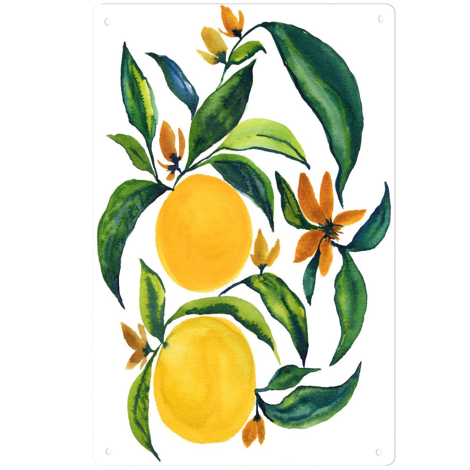 Vintage Orange Citrus Metal Wall Art - 8x12 Inch Kitchen Decor for Home & Outdoor