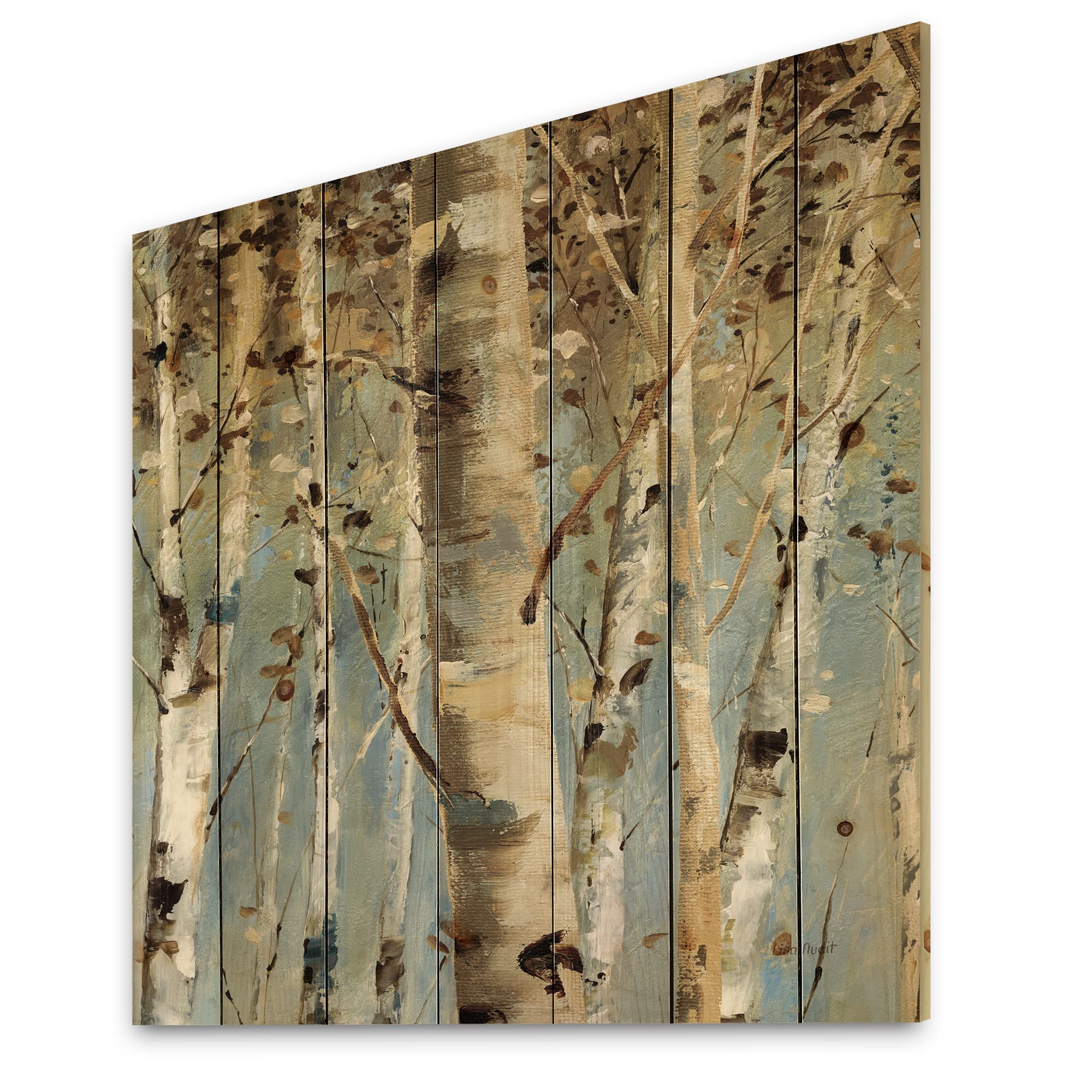White Birch Forest II Farmhouse Wood Wall Decor - Beige Floral Wood Wall Art Panels Printed on Natural Pine - Perfect for Living Room, Bedroom & Home Office Decor