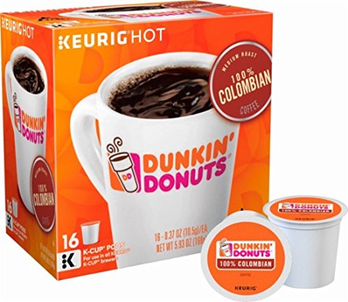 Dunkin' Donuts Colombian Coffee K-Cups for Keurig Brewers - Medium Roast, 32 Count Pods (Packaging May Vary) - Perfect for Home, Office or Breakfast Brewing