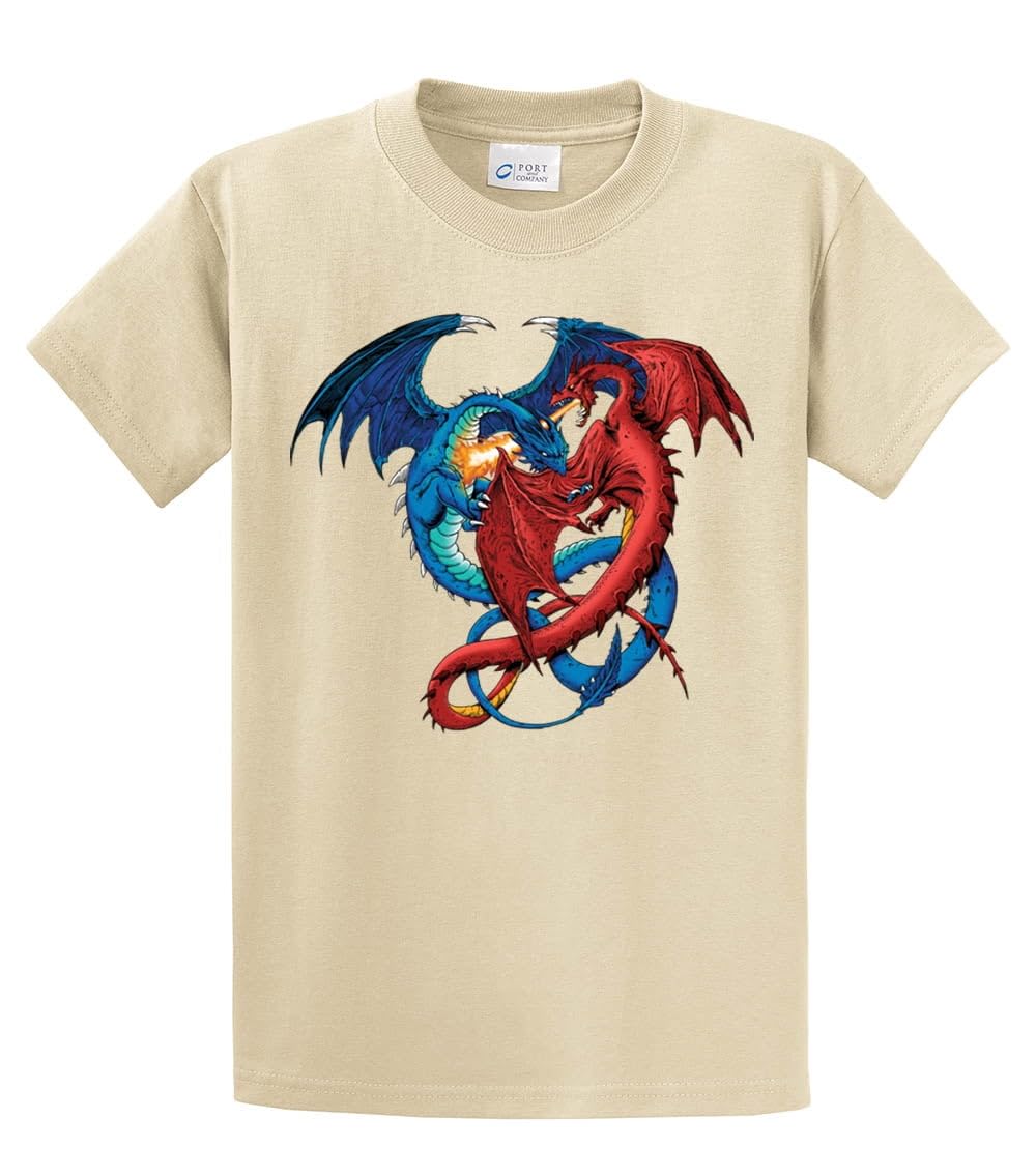 Dragon Red and Blue Dragons Fighting Fantasy Mythical Mother Draco Fire Breathing Serpent - Collectible Figurine for Tabletop RPG, D&D, and Fantasy Decor