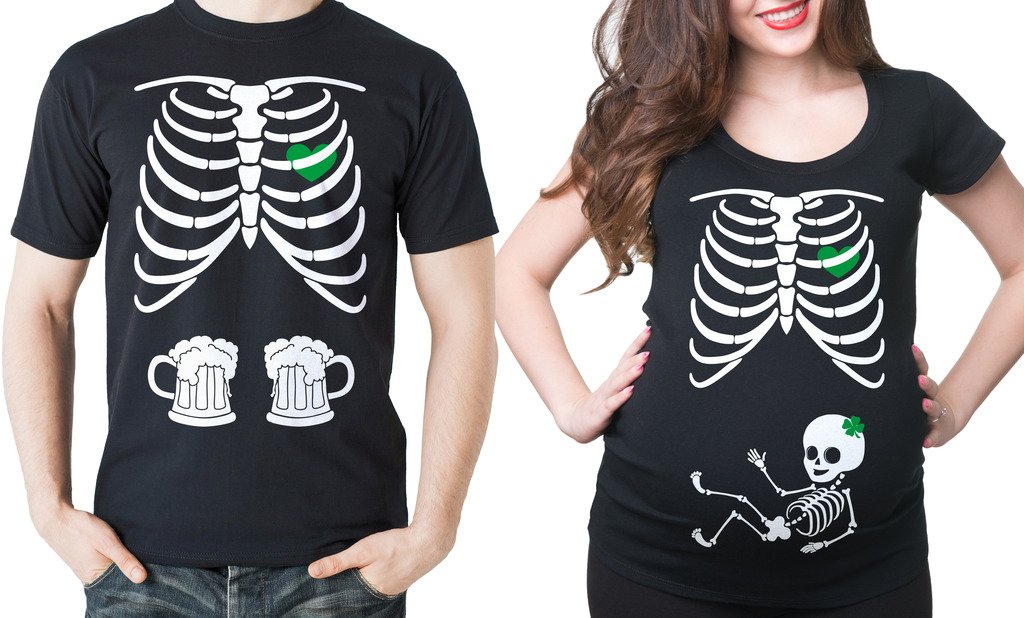 St. Patrick's Day Maternity Couple T-Shirts - Matching Dad Beer Tee for Irish Celebration | Fun Pregnancy Announcement & Holiday Party Outfit