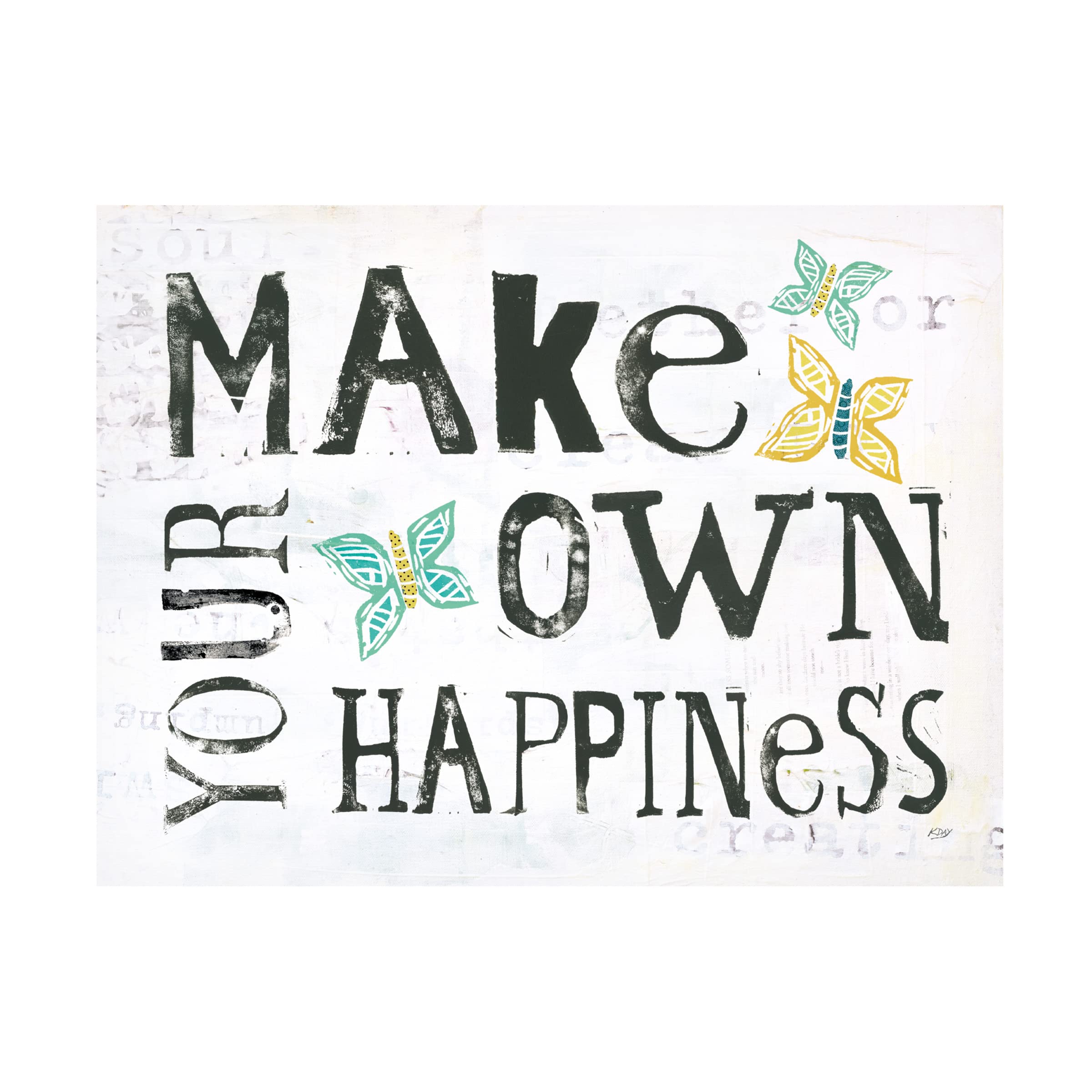 Trademark Fine Art 'Make Your Own Happiness' Canvas Wall Art by Kellie Day - Inspirational Home Decor for Living Room, Bedroom & Office