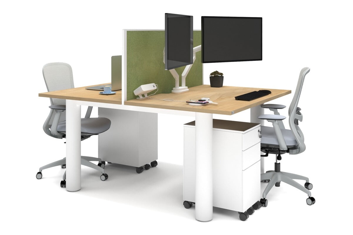 Quadro Cylinder Leg 2-Person Office Workstation Desk - 1800L x 800W with Cable Management Scallop - Perfect for Collaborative Workspaces & Modern Offices