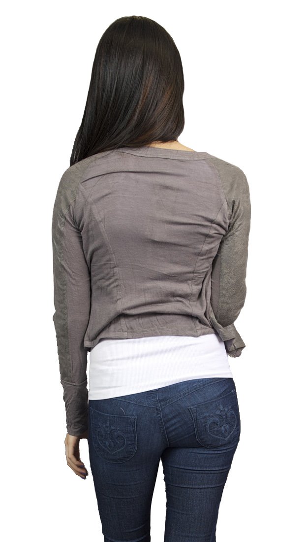 Faux Leather Fashion Crop Shirt Jacket for Women - Grey Vegan Leather Biker Style Jacket | Perfect for Casual Outfits, Date Nights & Streetwear Looks