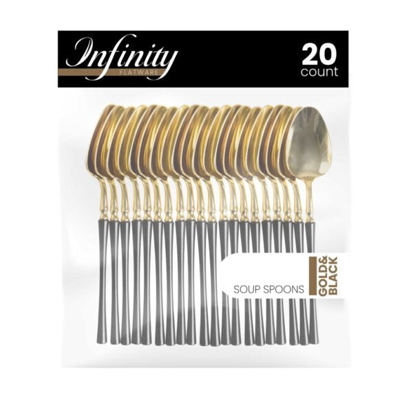Premium Infinity Collection Gold & Black Flatware Set - 20-Piece Elegant Cutlery for Fine Dining, Parties & Gifts