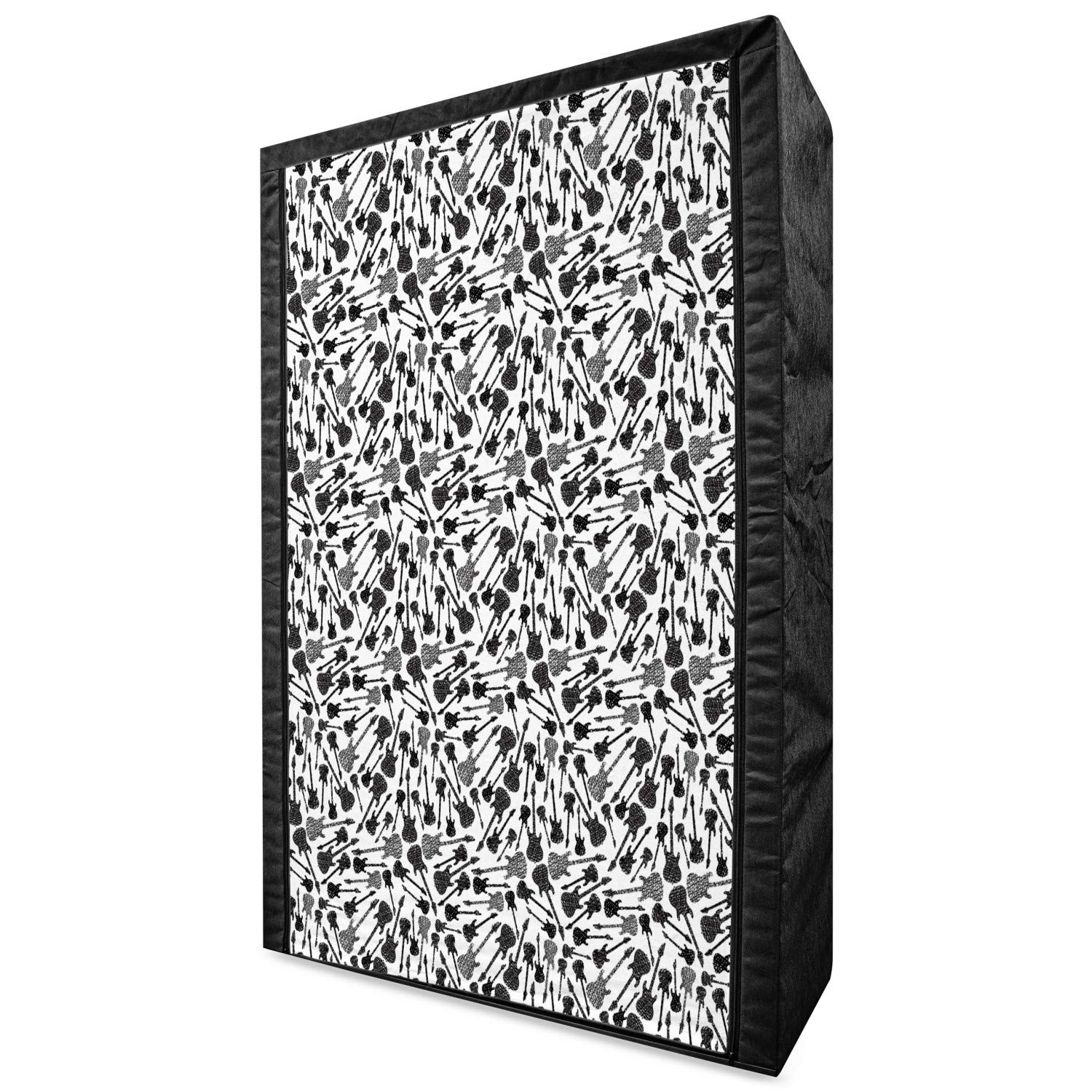 Ambesonne Portable Fabric Wardrobe with Grunge Style Electric Guitar Print - 42.5