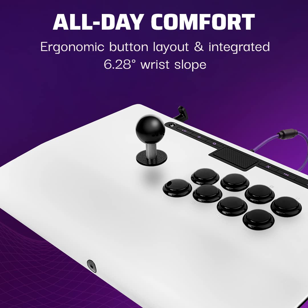 Victrix Pro FS Esports Fight Stick for PS4, PS5 & PC - Premium Aluminum Arcade Controller with Sanwa Denshi Buttons, Detachable Joystick & Ergonomic Design - Tournament Grade for Street Fighter, Tekken & Fighting Games (White) - Perfect for Competitive Gaming & Home Arcades