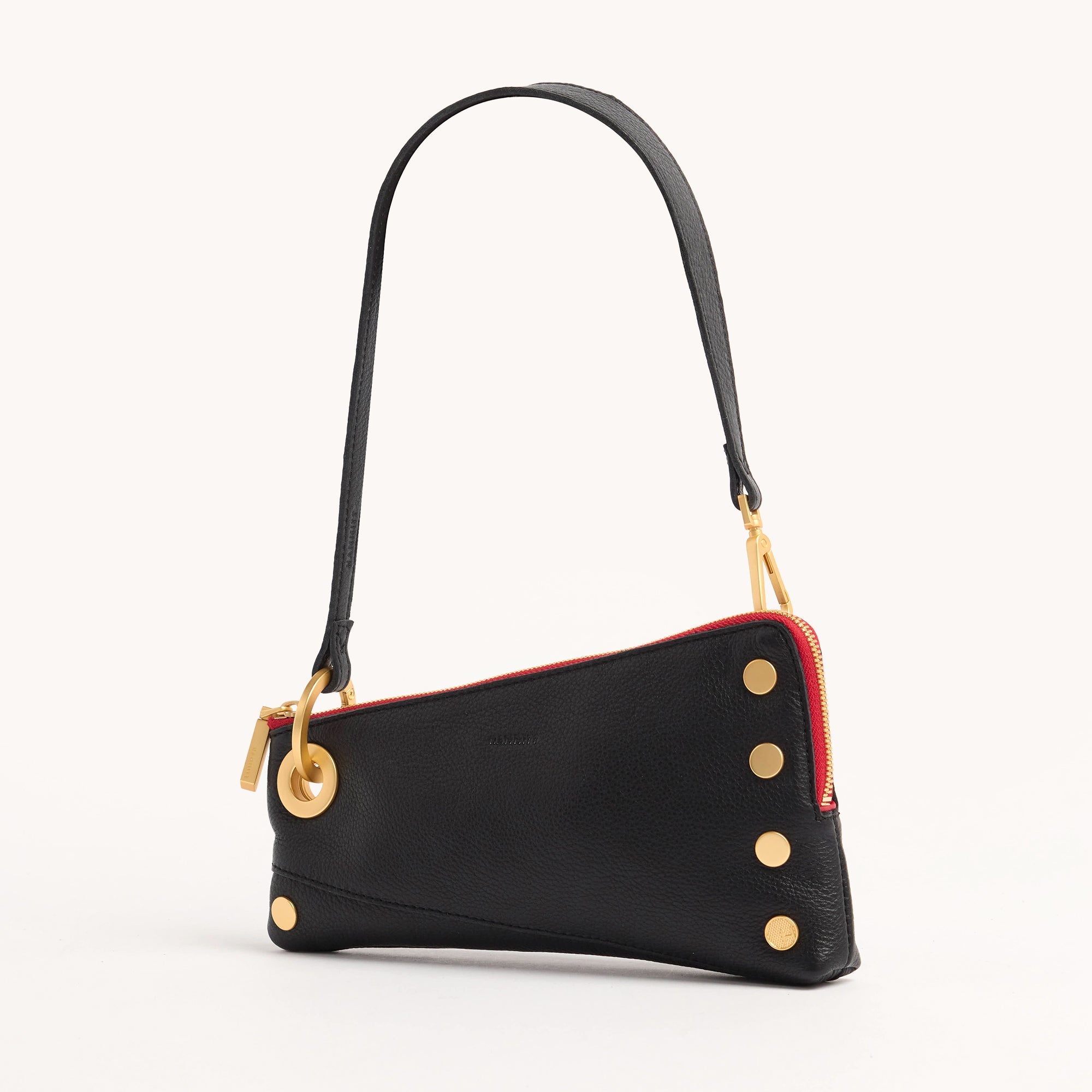 Nash Pochette Handbag - Black with Brushed Gold Red Zip Closure | Stylish Crossbody Bag for Women, Perfect for Parties, Dates & Everyday Use