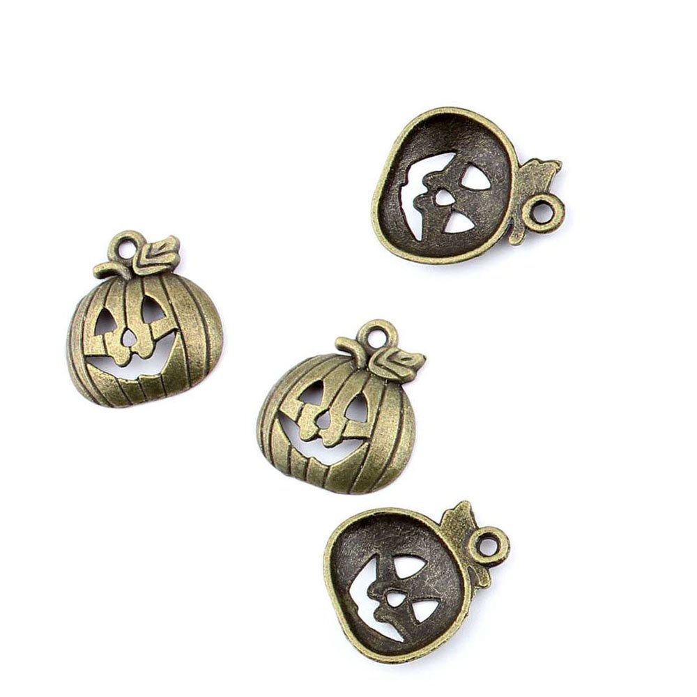 280PCS Antique Bronze Jewelry Charms - Smiley Pumpkin Findings for DIY Jewelry Making (Wholesale Bulk Supply) - Perfect for Halloween Crafts, Necklace Pendants & Scrapbooking Decorations