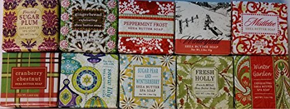 Greenwich Bay Trading Company Holiday Soap Sampler - 10 Pack Winter Scented Soap Bars (1.9oz Each) - Christmas Gifts, Stocking Stuffers & Home Fragrance for Holidays
