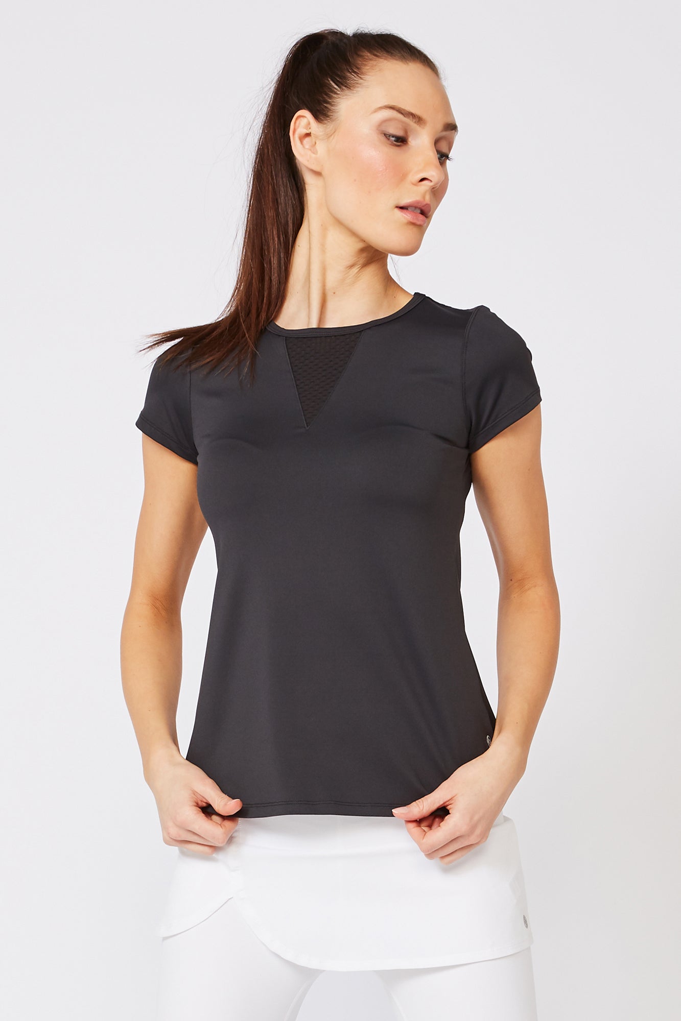 Deep V Neck T-Shirt for Women - Black & White Slim Fit Basic Tee - Casual Wear, Layering, Everyday Outfits