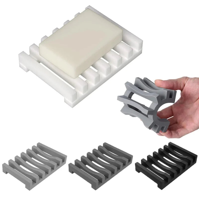 Waveform Silicone Soap Holder - Non-Slip Bathroom Organizer for Showers, Sinks & Kitchen - Durable, Easy to Clean Soap Dish for Liquid or Bar Soap - Perfect for Home, Spa, RV & Travel Use