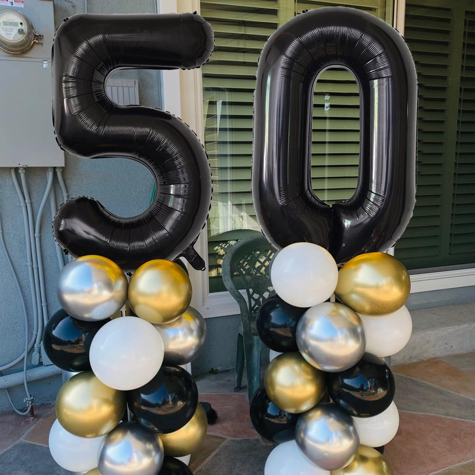 40 Inch Black 50 Number Balloons - Giant Jumbo Helium Mylar Foil Birthday Decorations for 50th Birthday, Anniversary Party Supplies - Perfect for Milestone Celebrations, Photo Backdrops & Event Decor
