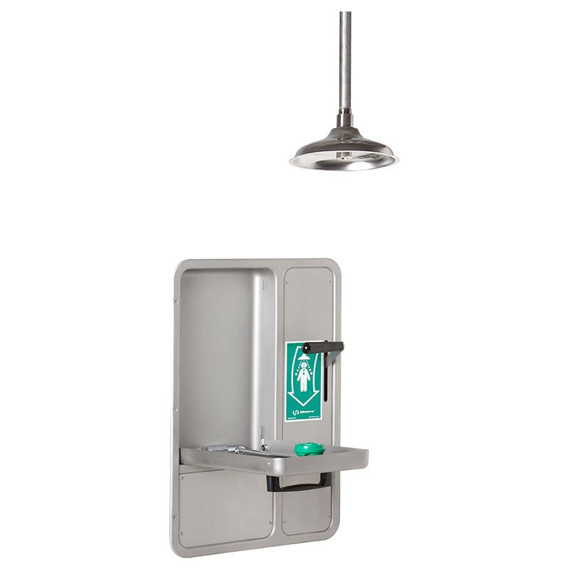 Haws 8356WCC STD Recessed Barrier Free Emergency Eyewash Station & Drench Shower - ANSI Compliant Safety Equipment for Laboratories, Factories & Industrial Workplaces