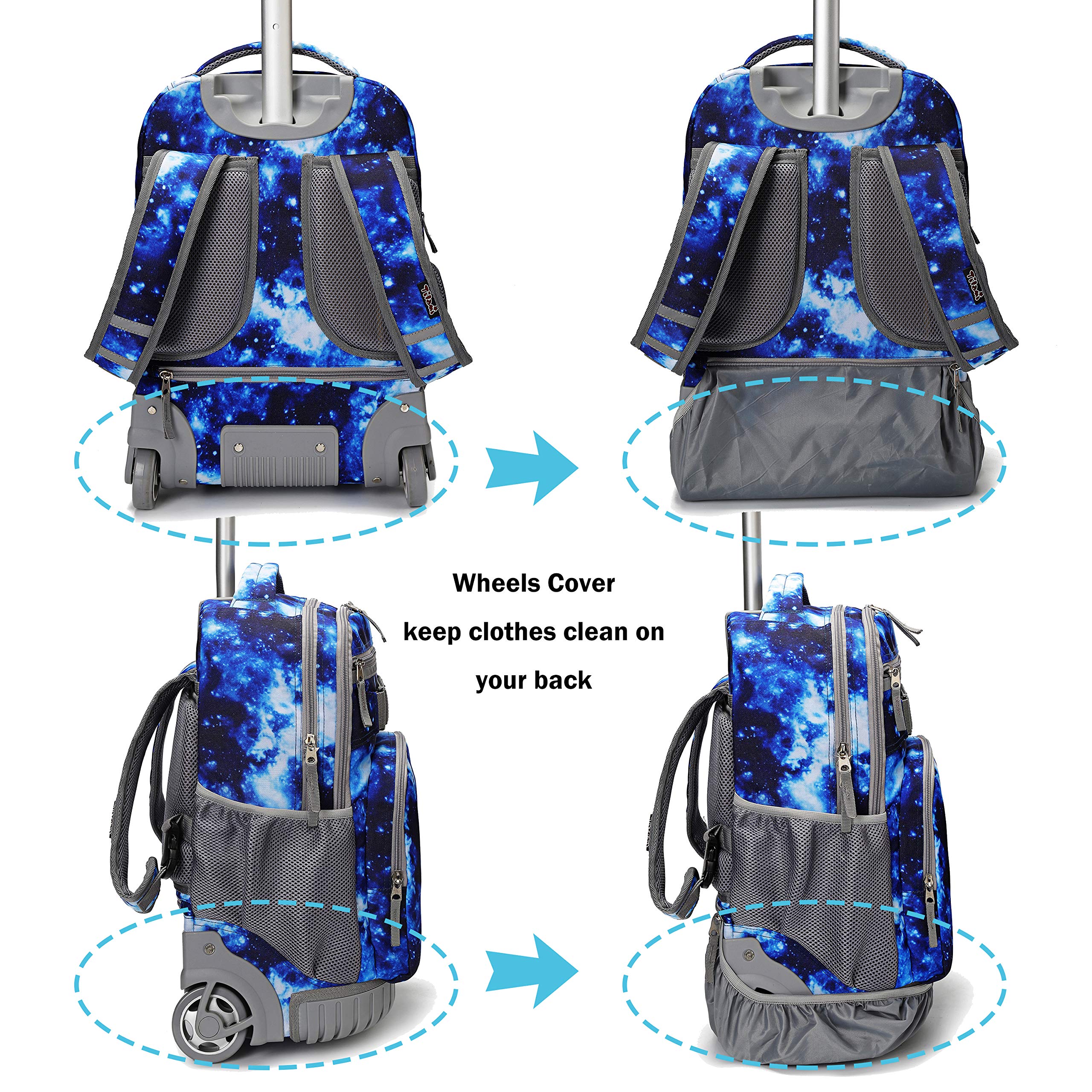 Tilami 18 Inch Rolling Backpack with Wheels - Lightweight Wheeled Backpack for School, College, Travel - Perfect for Students, Boys & Girls - Ideal for Commuting, Campus Life & Weekend Getaways