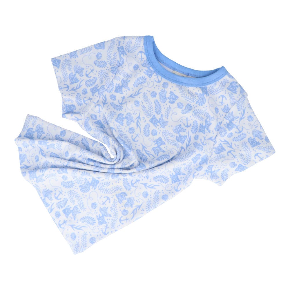 Kids Organic Cotton Short Pajama Set - Underwater World Blue Print | Soft & Breathable Sleepwear for Boys & Girls | Perfect for Summer Nights & Sleepovers