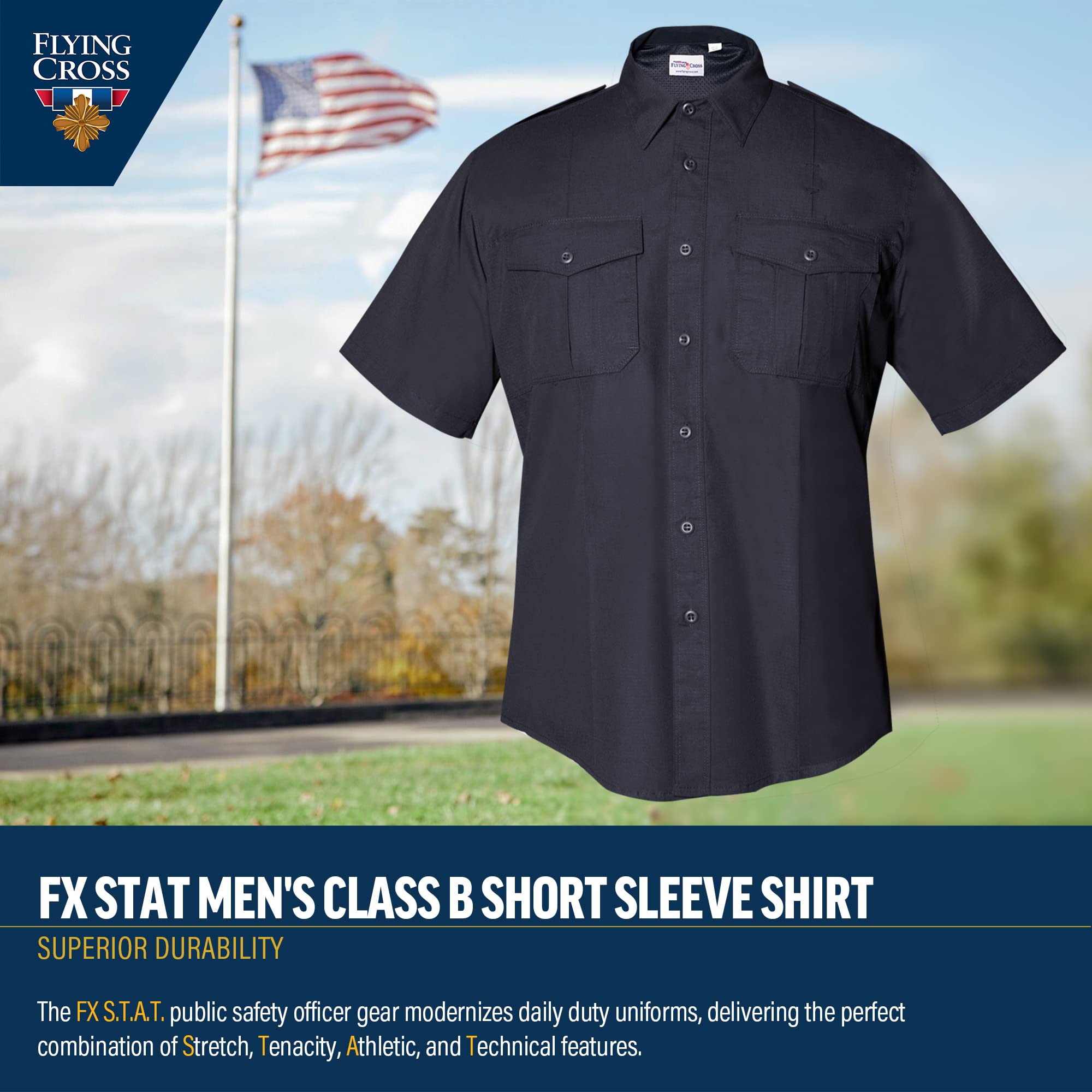 FX STAT Men's Law Enforcement Shirts - Police, Sheriff, EMT, Firefighter, Paramedic & Security Short Sleeve Uniform Shirts | Professional Duty Wear for First Responders & Public Safety Officers