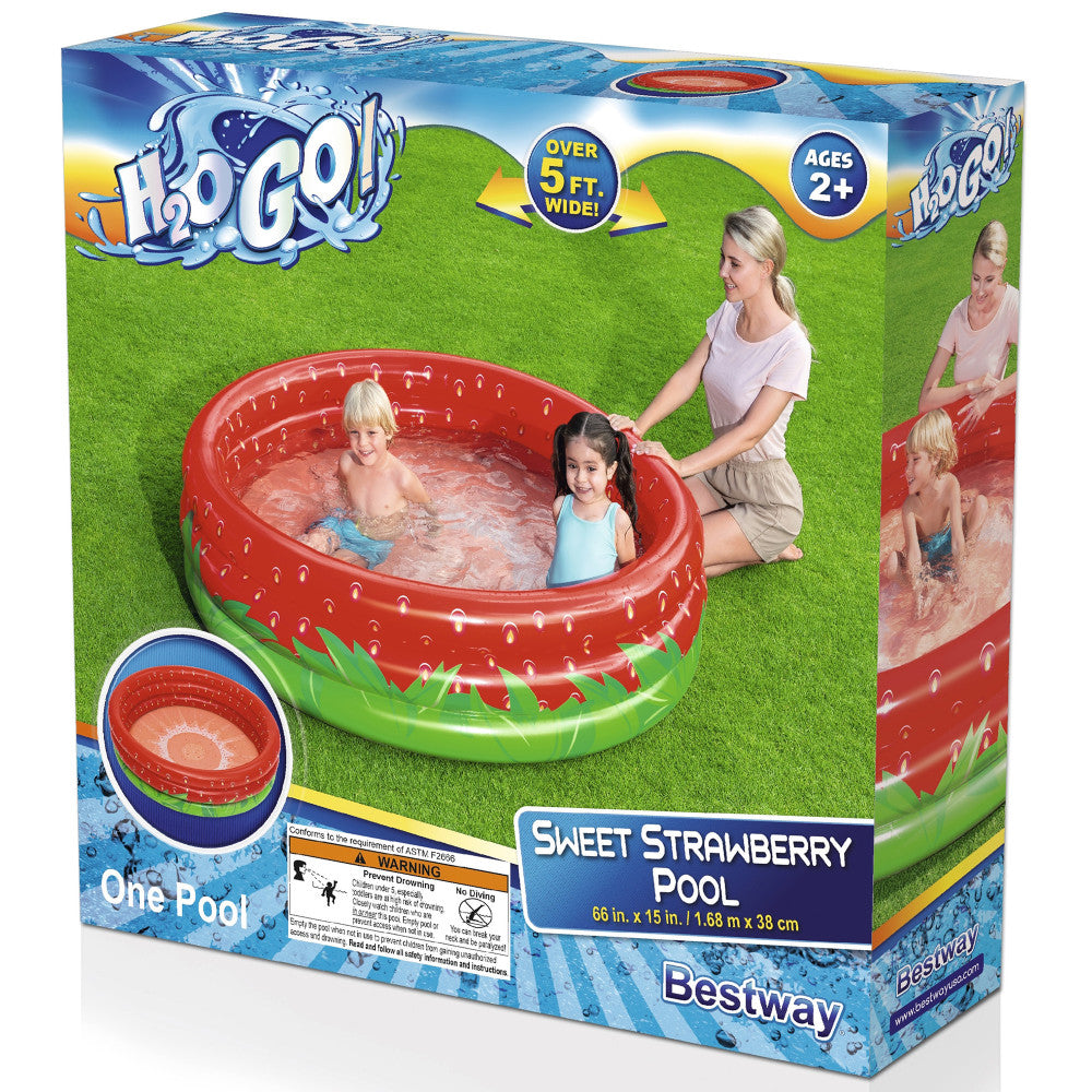 Bestway H2OGO! Sweet Strawberry Inflatable Play Pool for Kids, 66