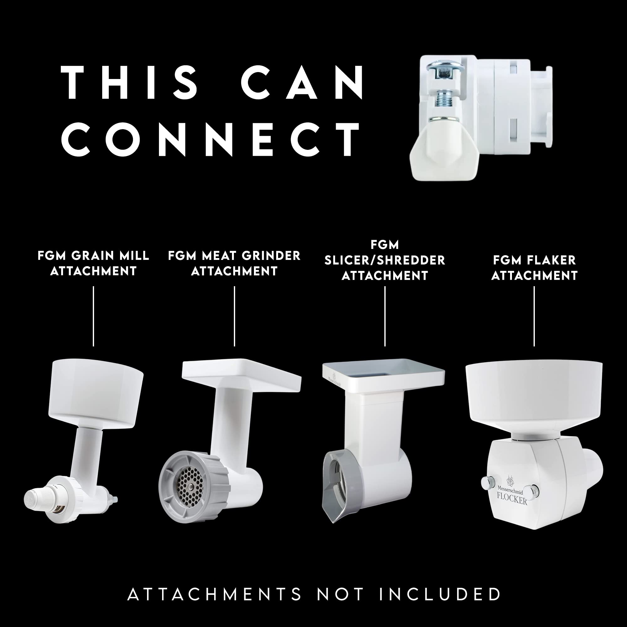 Ankarsrum Verona Magic Mill DLX Mixer Attachment Adapter - Compatible with Family Grain Mill Grain Meat Grinder Flaker Shredder - Perfect for Home Baking, Flour Grinding & Food Processing