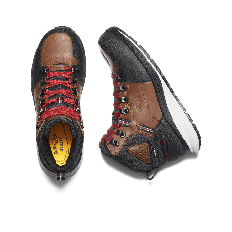 Men's Red Hook Waterproof Work Boots with Carbon Toe - Tobacco/Black - Slip Resistant Safety Shoes for Construction, Hiking & Outdoor Work
