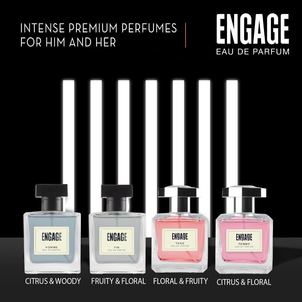 Engage Yin Perfume for Men - Long Lasting Spicy Woody Cologne | 100ml Eau de Toilette | Free Tester Included | Perfect Gift for Him | Office, Date Night & Special Occasions