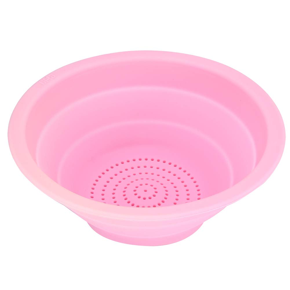 Premium Silicone Drain Basket - Food Strainer & Colander for Kitchen, Restaurant & Home Use - Portable, Durable & Easy to Clean (Pink) - Perfect for Washing Vegetables, Draining Pasta & Straining Soup