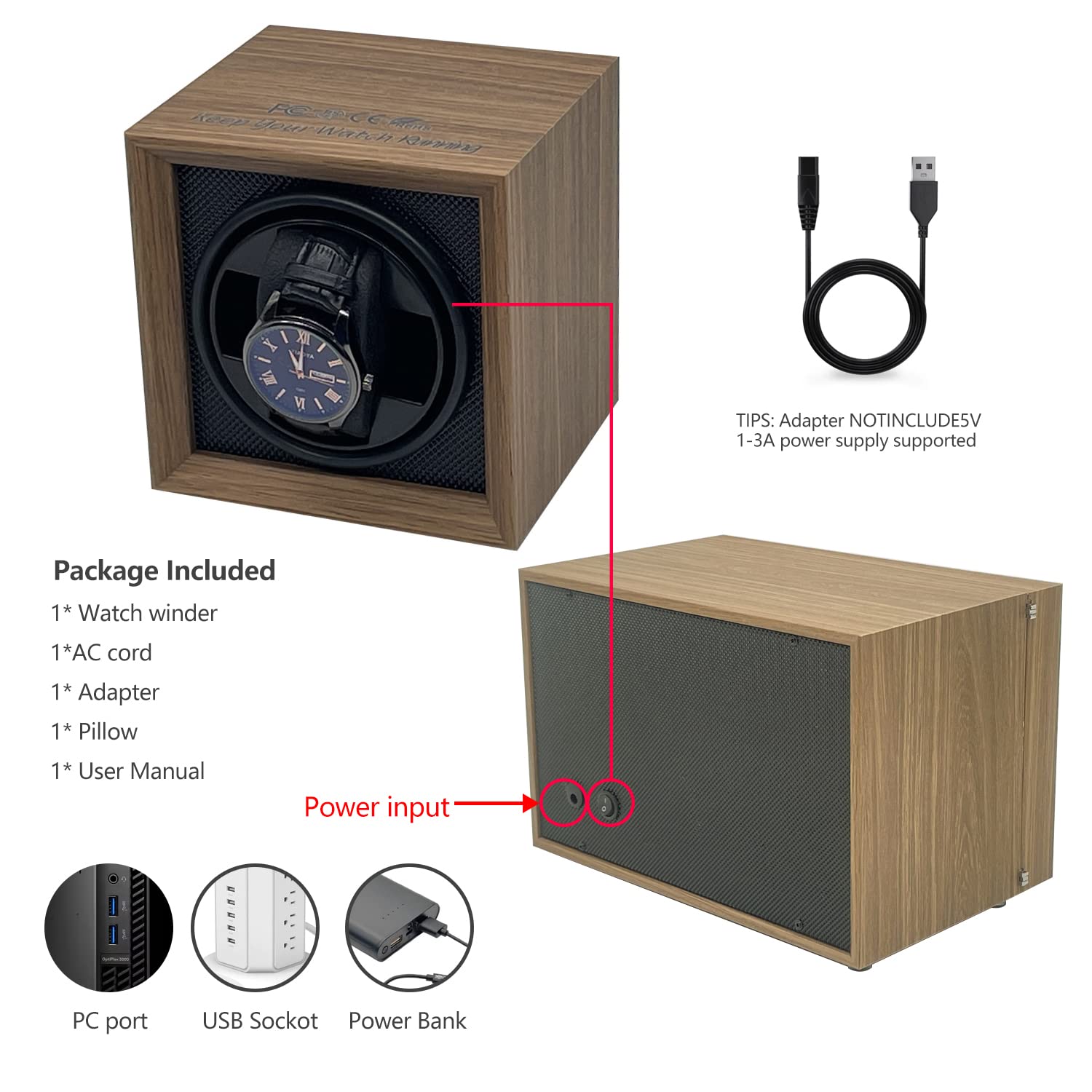 Premium Automatic Watch Winder with Ultra-Quiet Japanese Motor - Adjustable Watch Pillow for Men & Women | Perfect for Travel, Storage & Display of Luxury Watches
