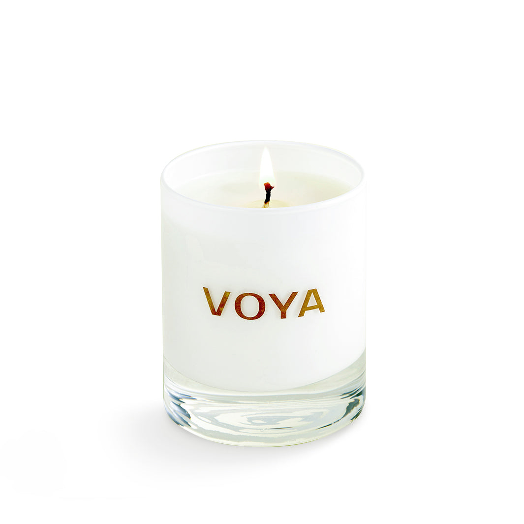 VOYA Luxury Scented Candle - Cedarwood & Bergamot Aromatherapy Candle for Home, Spa & Relaxation | Natural Soy Wax, Long-Lasting Fragrance