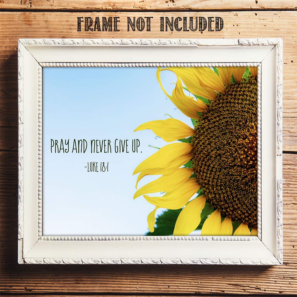 TJ Originals - Luke 1:45 Bible Verse Wall Art Print | Blessed is She Christian Scripture Decor | 11x14 Unframed Religious Home & Office Decor | Perfect Christian Gift for Women, Bible Study, Prayer Room & Faith-Based Weddings (Sunflower Design)