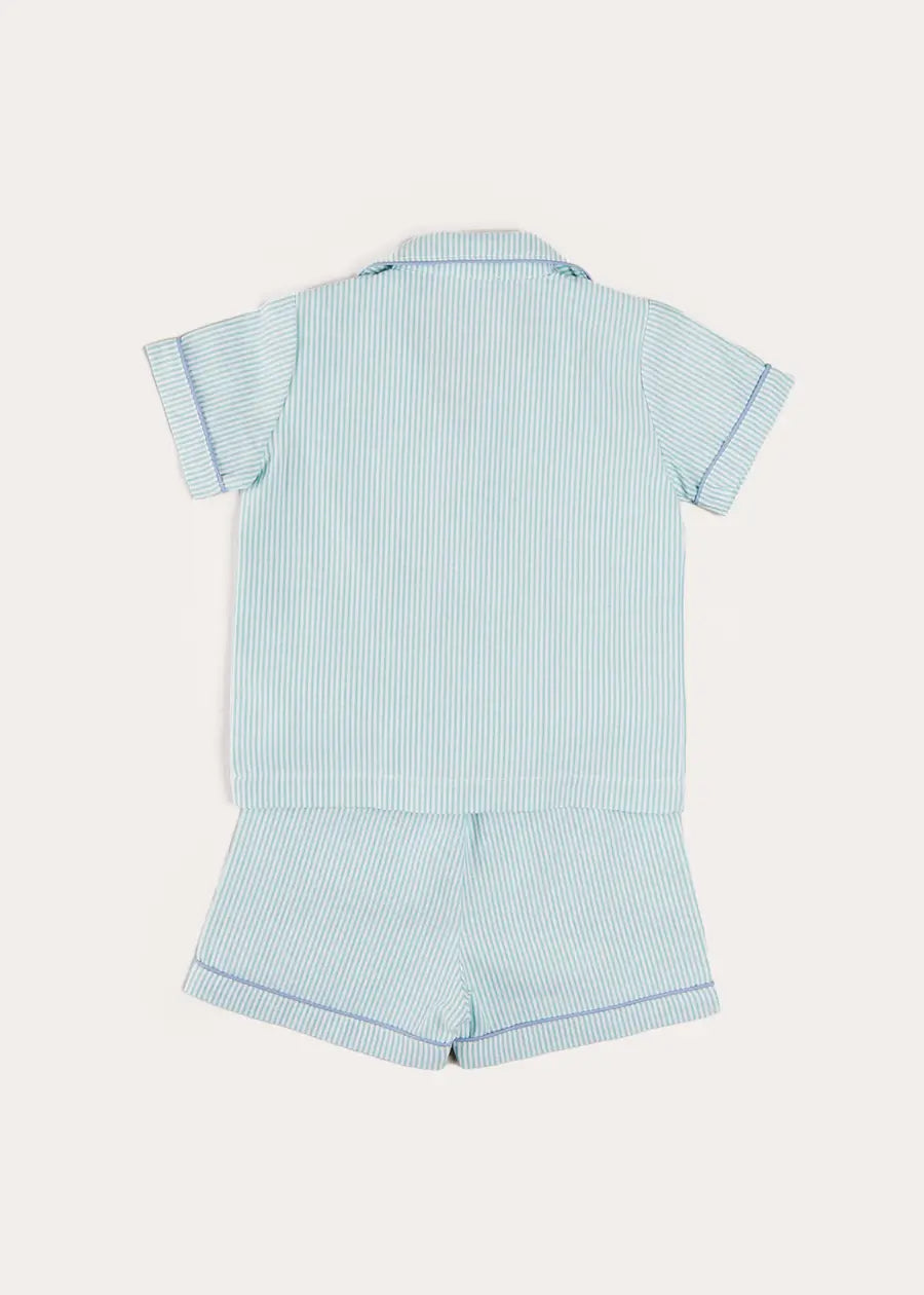 Rochester Striped Short Sleeve Cotton Pajamas for Kids - Green (18 Months to 10 Years) | Soft & Comfortable Sleepwear for Boys & Girls | Perfect for Bedtime, Lounging & Family Matching Pajama Sets