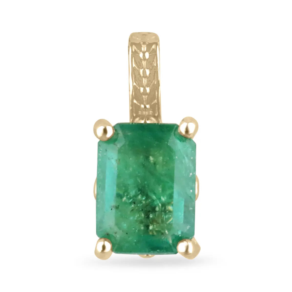 3.50ct Natural Emerald Cut Dark Green Emerald Floral Prong Necklace for Women - Elegant Jewelry Gift for Anniversary, Wedding & Special Occasions