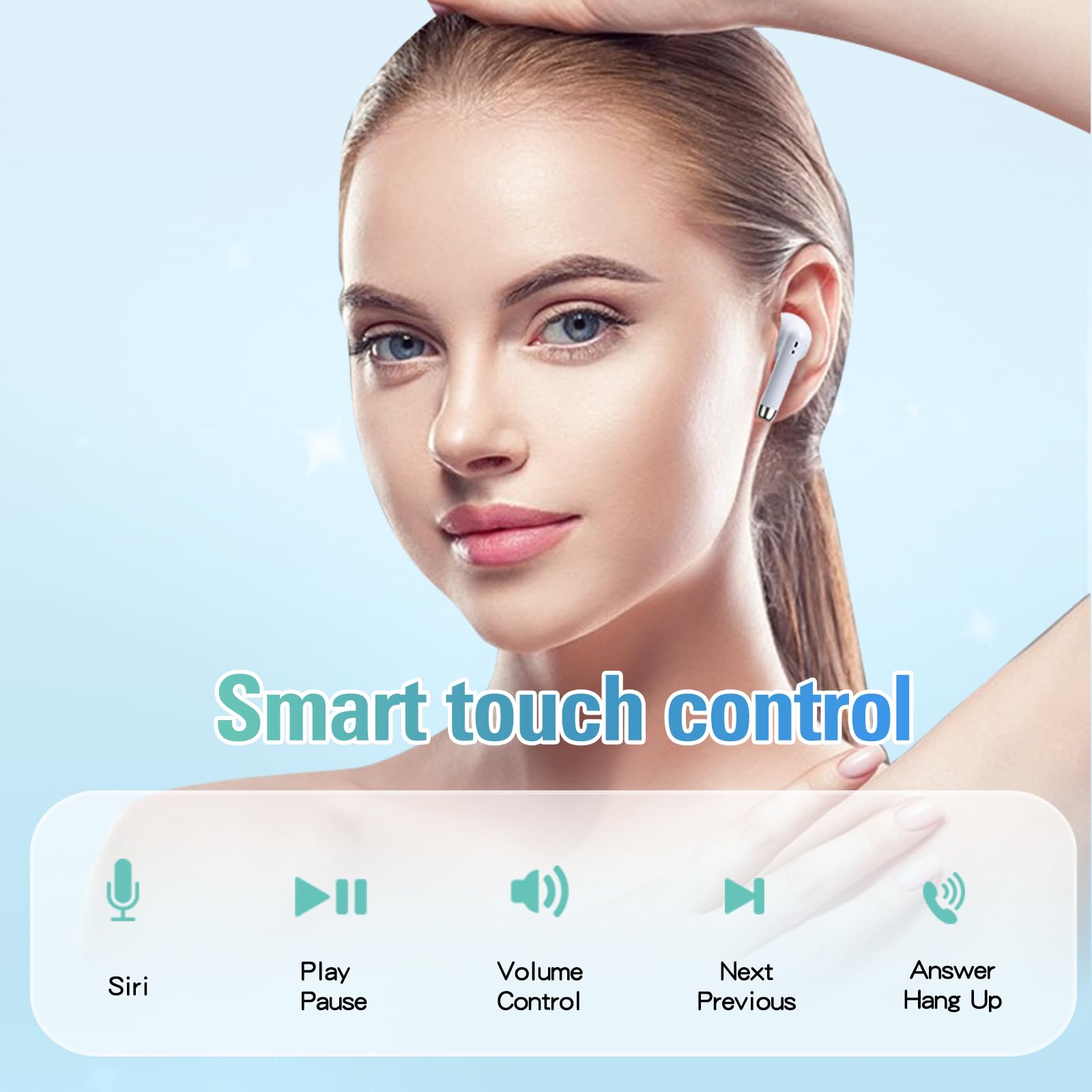 True Wireless Earbuds Bluetooth 5.3 with Microphone, Noise Cancelling Wireless Headphones with Deep Bass & Charging Case for iPhone Android - Perfect for Workouts, Running, Gym & Commuting