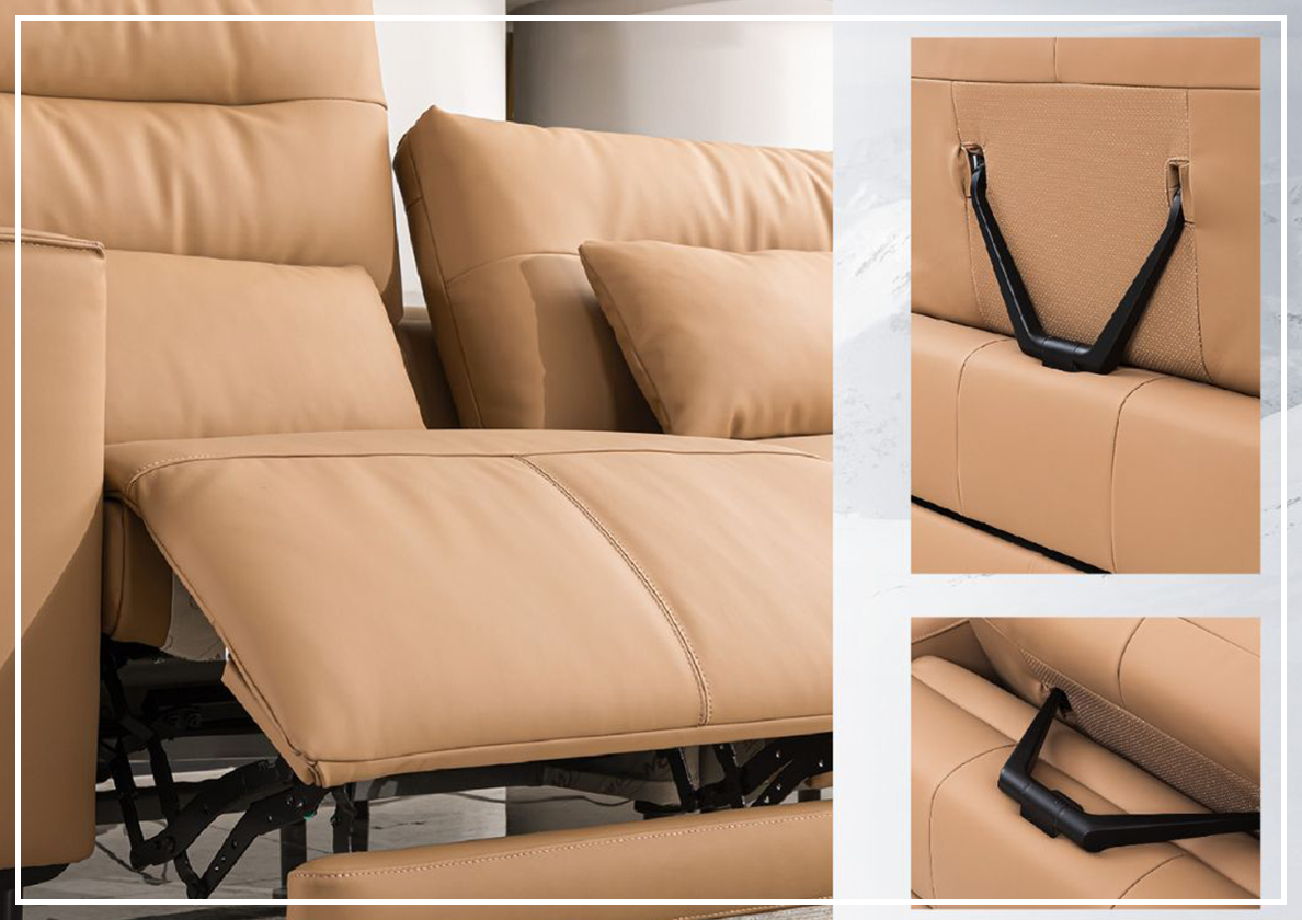 Klaussner Alessandro 3-Seater Leather Power Recliner Sofa with Extended Footrest - Comfortable Electric Reclining Couch for Living Room, Home Theater & Family Relaxation