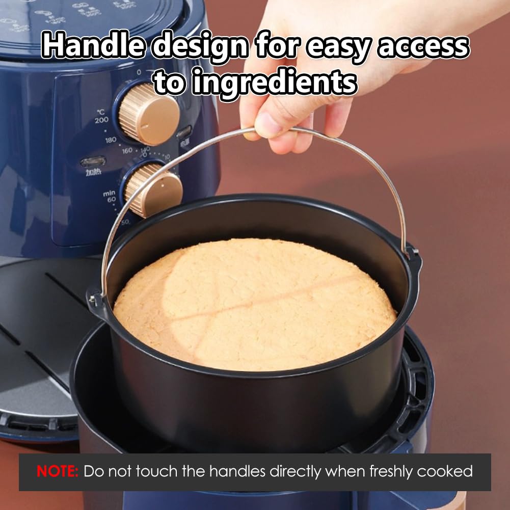 8 Inch Universal Black Air Fryer Accessories - Non-Stick Carbon Steel Cooking Rack for Air Fryers, Ovens & Grills - Perfect for Baking, Roasting & Reheating Food